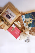 Baby Babble new mom gift set — lactation granola, hair claw, plush bunny for baby, and 'On the Night You Were Born' board book